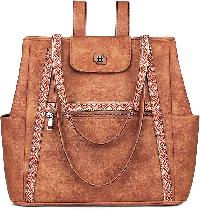 Large Laptop Tote Bag for Women Designer Leather Laptop Bag, 15.6in | Fashion Travel Backpack Purse Shoulder Handbag Fits 15.6 Laptop, Daily, Work, Business Trip, Weekend Travel, Teacher - Image 9