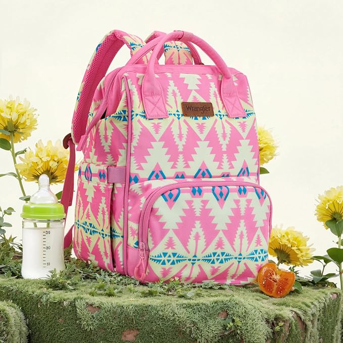 Montana West Wrangler Callie Diaper Bag Backpack with Stroller Straps Western Pattern Multifunction Baby Travel Bag WG2204-91102PK - Image 5