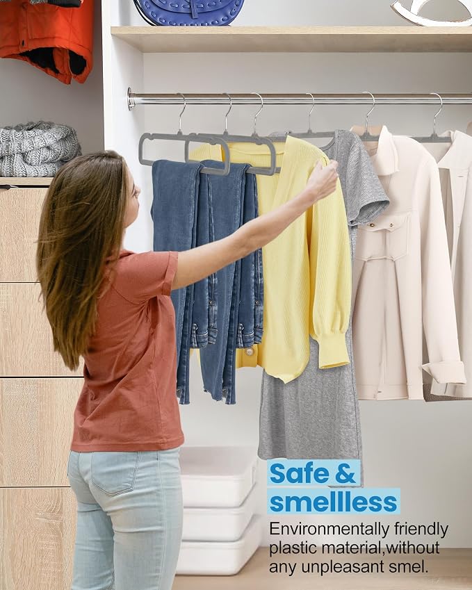 Velvet Hangers Non Slip - 20 Pack Pants Hangers for Grey Felt Hangers | Thin Space Saving Clothes Hanger - Strong, Durable, Jean Perchas with 360 Degree Rotatable Hook for Tank Top ﻿ - Image 4