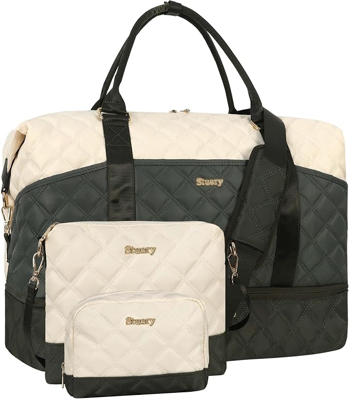 Weekender Bag, Large Travel Duffel Bag for Women, Carry on Overnight Bag with Shoe Compartment and Toiletry Bags by Stuery