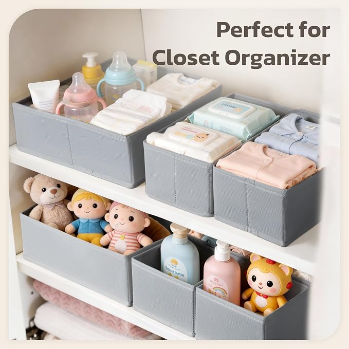 Drawer Organizer, 16 Pack Baby Dresser Organizer for Nursery, Foldable Closet Organizers and Storage Dresser Dividers for Clothes, Socks, Scarves, Ties (Gray) - Image 6