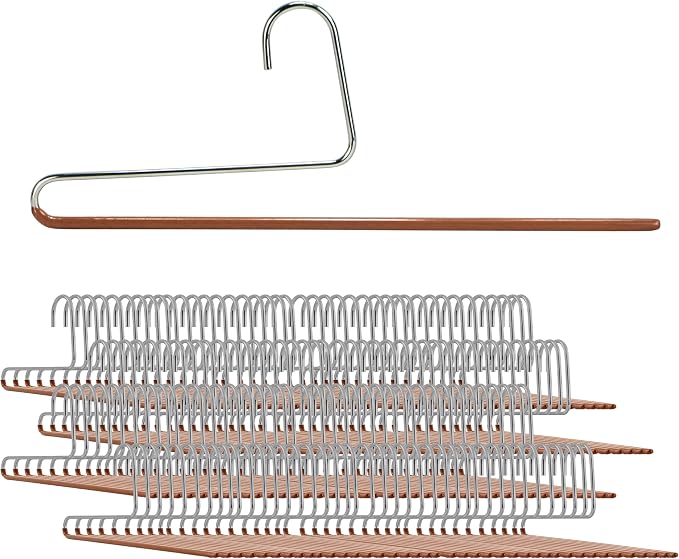 Mawa by Reston Lloyd Non-Slip Space Saving Clothes Hanger with Single Rod for Pants, Style KH35U, Copper, Set of 160 by Mawa