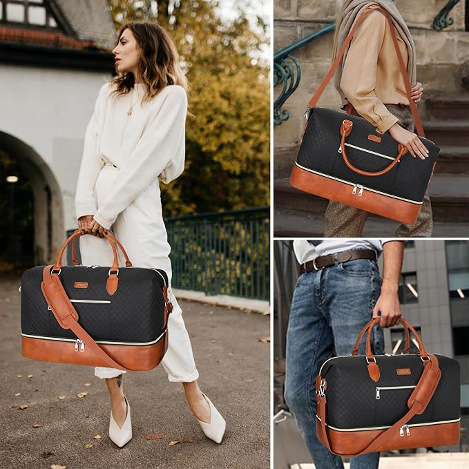 ITIEZY Weekender Bag for Women 21.5" Travel Duffel Large Carry On Bag 3PCS | Nylon Duffel Bag with Waterproof Shoe Compartment, Crossbody Bag and Toiletry Bag, Travel Weekend Hospital Overnight Gym Bag - Image 8