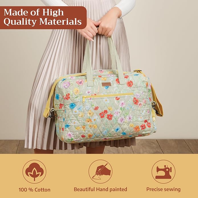 Maison d' Hermine Weekender Bags for Women Cotton Quilted Duffel Overnight Luggage Weekend Bag for Men Gym Gifts Travel | Overnight Luggage Weekend Bag for Men Gym Sports Gifts Duffle bag Business Travellers Trip Spring Summer - Image 4