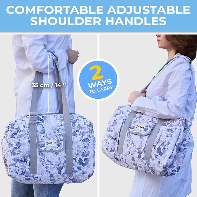 White Peas Nurse Bag & Utility Tote - Waterproof, Top YKK Zip, L18" x H14" x W7" - SHYLERO - Image 8