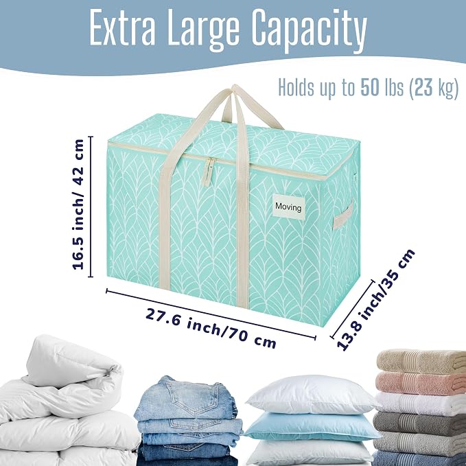 VENO 10 Pack Heavy Duty Moving Bags, Extra Large Storage Bags with Reinforced Handles & Strong Zippers, Foldable & Reusable Moving Box Alternative for Clothes & Dorm Storage - Image 4