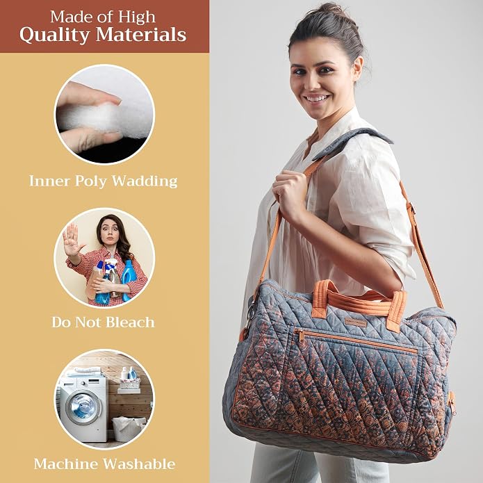 Maison d' Hermine Weekender Bags for Women Cotton Quilted Duffel Overnight Luggage Weekend Bag for Men Gym Gifts Travel | Overnight Luggage Weekend Bag for Men Gym Sports Gifts Duffle bag Business Travellers Trip Spring Summer - Image 2