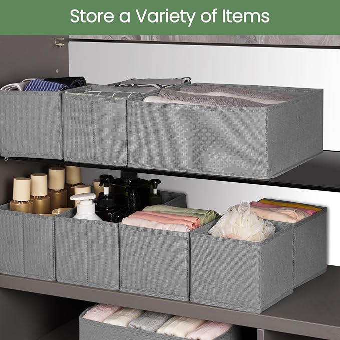 Drawer Organizer Clothes,16 Pack Underwear Drawer Organizers, Foldable Closet Organizers and Storage Dresser Drawer Dividers Clothing Organizer for Clothes, Socks, Scarves, Bra, Ties (Grey) - Image 7