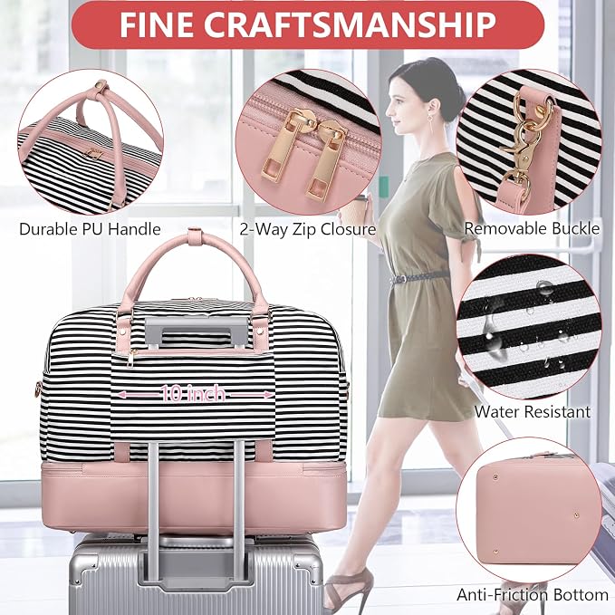 4PCS Weekender Bags for Women Large Overnight Weekend Travel Duffel Bags | Travel Bag Carry-on Tote Hospital Bag with Shoe Compartment Crossbody Toiletry Bag for Travel Business Gym Water Resistant - Image 5