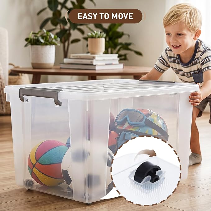 Citylife 58.1 QT Plastic Storage Bins with Latching Lids Stackable Storage Containers for Organizing Large Clear Storage Box for Garage, Closet, Classroom, Kitchen, 2 Packs - Image 6