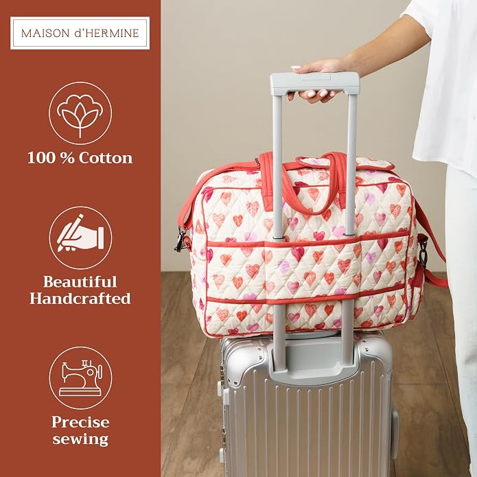 Maison d' Hermine Weekender Bags for Women Cotton Quilted Duffel Overnight Luggage Weekend Bag for Men Gym Gifts Travel | Overnight Luggage Weekend Bag for Men Gym Sports Gifts Duffle bag Business Travellers Trip Spring Summer - Image 3