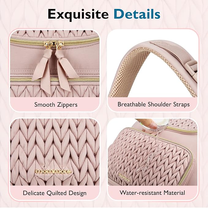 mommore Diaper Bag Backpack, Stylish Mini Travel Bag with Changing Pad | Insulated Pockets & Stroller Straps; small diaper backpack, compact maternity bag for baby essentials, hospital & daily work - Image 6