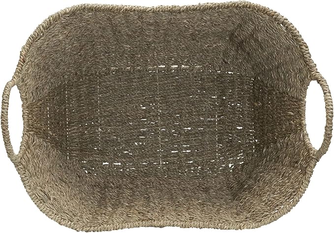 Household Essentials Brown Wicker Storage Basket with Handles Large | Natural Seagrass - Image 5