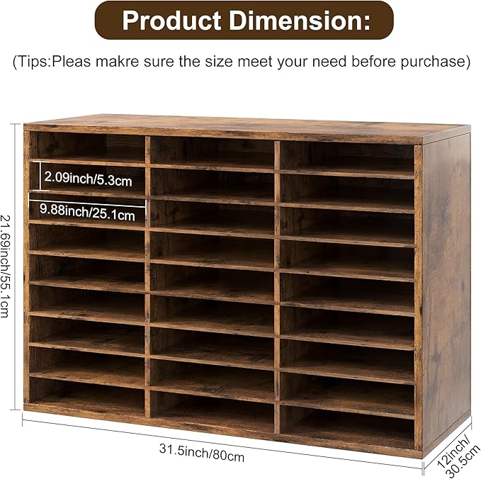 Alpeir Classroom Mailbox 27 Slots with Removable Shelves, Rustic Brown | Hold 13500 Sheets Paper, Heavy Duty, Easily Assemble, Teacher Student Organization, For Classroom, Office Home Countertop - Image 2