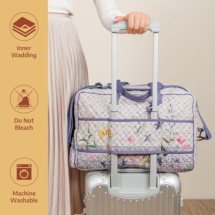 Maison d' Hermine Weekender Bags for Women Cotton Quilted Duffel Overnight Luggage Weekend Bag for Men Gym Gifts Travel | Overnight Luggage Weekend Bag for Men Gym Sports Gifts Duffle bag Business Travellers Trip Spring Summer - Image 8