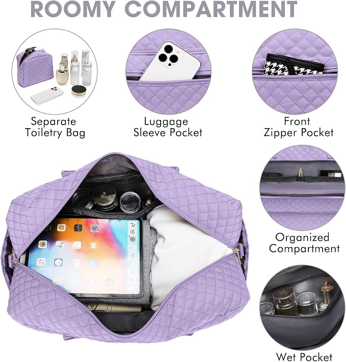 Travel Duffel Bags for Women with Shoe Compartment, Weekender Overnight Bag with Wet Pocket & Toiletry Bag, Carry On Personal Item Bag, Travel Tote Gym Bag, Hospital Bags for Labor and Delivery - Image 4