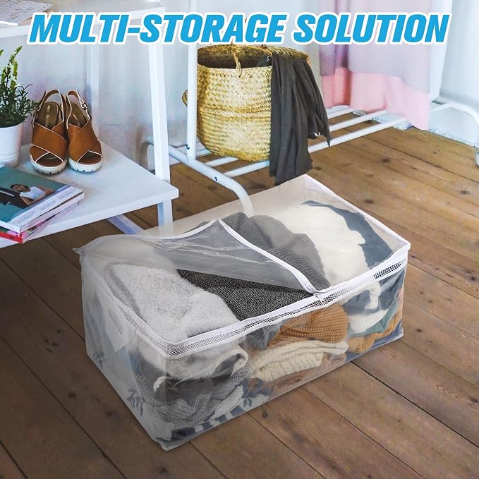 Large Storage Bag for Clothes, Jumbo Zipper Totes | 20 Gallon xxl, Flexible, Clear Extra Thick Plastic, Reinforced Handles, Double Zip - Image 3