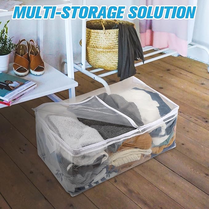 HIBAG 20 Gallon Large Storage Bag for Clothes, Zipper Clothing Storage Bag, Clear Organizer with Reinforced Handles, for Comforters Blankets Pillows Bedding (4 Pack) - Image 3