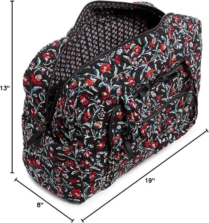 Vera Bradley Women's Cotton Weekender Travel Bag, Perennials Noir, One Size - Image 10