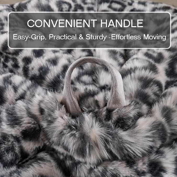 Fluffy Faux Rabbit Fur Bean Bag Chair Cover(No Filler),Cozy Shaggy Bubble Stuffed Animal Storage Large Bean Bag Cover for Bedroom Living Room,Fuzzy Bean Bag Cover Girls Teens Adult,Snow Leopard - Image 7