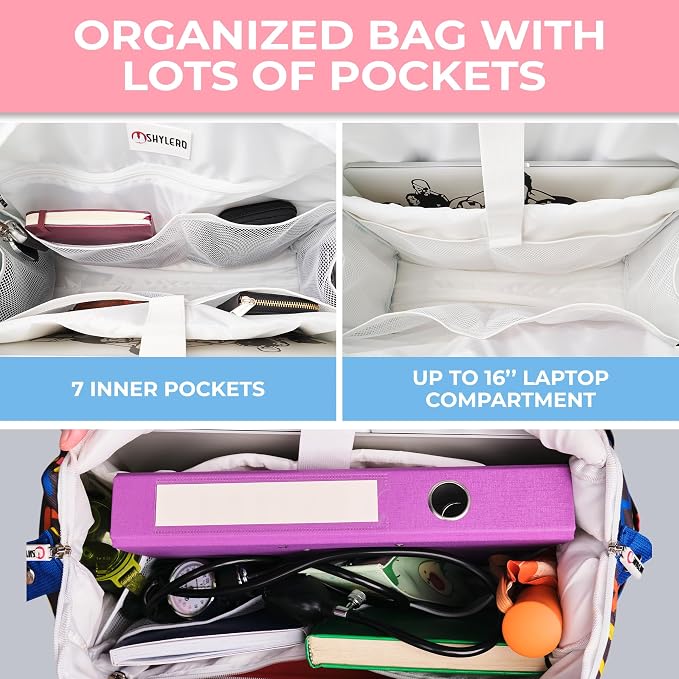 White Peas Nurse Bag & Utility Tote - Waterproof, Top YKK Zip, L18" x H14" x W7" - SHYLERO - Image 7