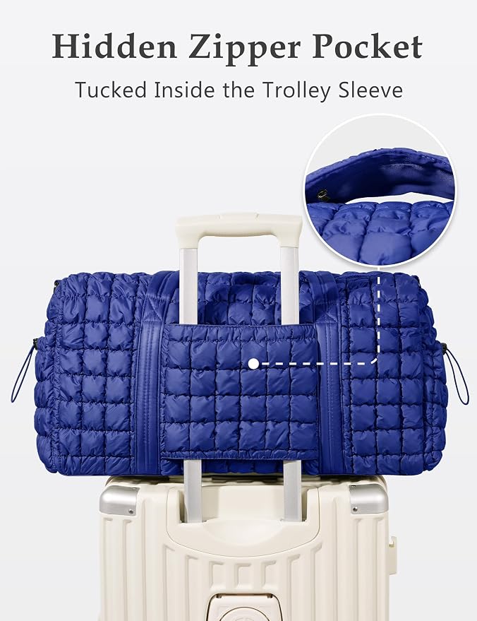 Quilted Travel Duffle Bag Puffer Weekender Bag Overnight Bag Duffel Gym Bag | Medium Soft Puffy Carry-On for Women, Large Lightweight Personal Item Travel Bag for Trips Business Sport Airplane Hospital - Image 4