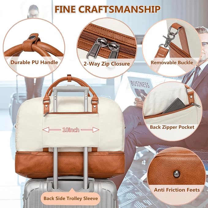 4PCS Weekender Bags for Women Large Overnight Weekend Travel Duffel Bags | Travel Bag Carry-on Tote Hospital Bag with Shoe Compartment Crossbody Toiletry Bag for Travel Business Gym Water Resistant - Image 5