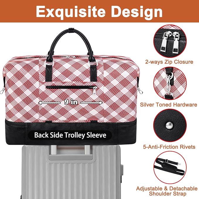 TIBES Travel Weekender Bag for Women, Overnight Bag with Shoe Compartment | 3PCS Large Travel Duffel Bag for Gym, Travel, Hospital, Business Trip, Carry On Tote, Wet & Dry Separation, Water Resistant - Image 5