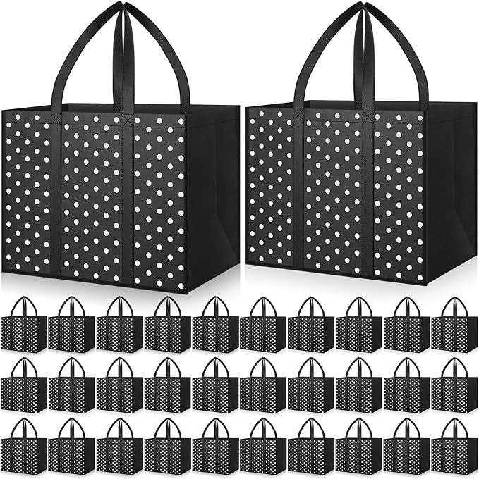 Hillban 30 Pack Large Reusable Shopping Bags Bulk | Heavy Duty Foldable Grocery Bags 16 x 13 x 10 Inch, Washable Portable Storage Totes with Reinforced Handles by Hillban