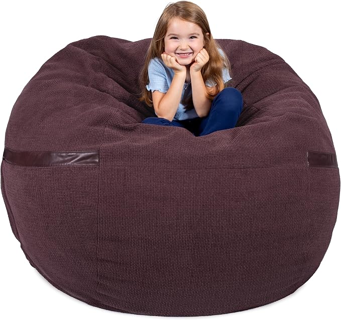Big Joe Fuf 5Ft Oversized Foam Bean Bag Chair with Removable Cover for Kids, Teens, Adults, Merlot Cloudweave, 5 Foot Large Reading and Gaming Seat | Premium Shredded Foam Filled, Cloudweave, Adult-Sized Comfortable Seating, Supports Up to 300 lbs by BigJoe