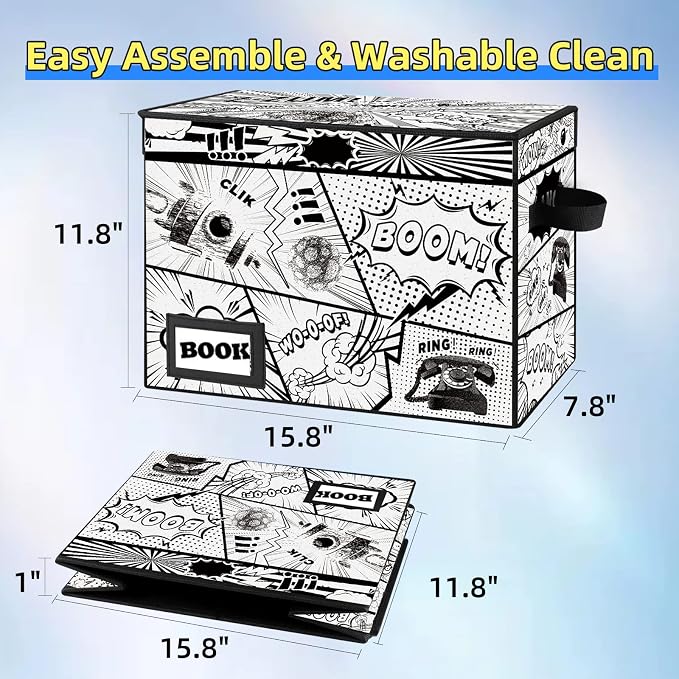 Collection Comic Book Storage Boxes, Protector Organizer 15.8" X 7.8" X 11.8" Collapsible Short Box Holds 160-180 Comic Book Heavy Duty Bin Container Holder Shelf - Image 5
