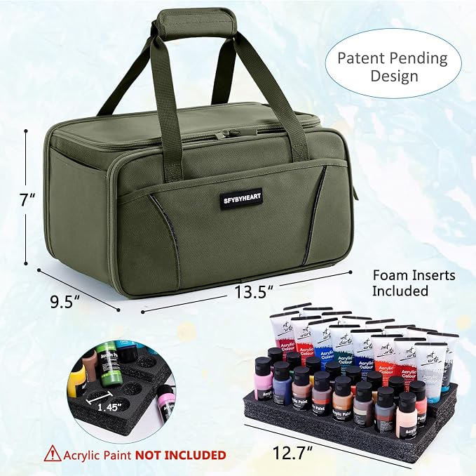 SFYBYHEART Acrylic Paint Storage, Craft Organizer, Art Supply Organizer, Art Tote Bags, Paints Brush Holder for Apple Barrel Acrylic Painting, Palette Board - Image 2