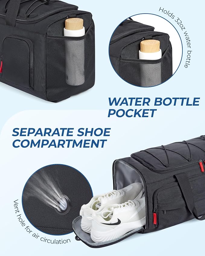 BAGSMART Gym Bag for Men, Athletic Sports Backpack Travel Hiking Duffel | 3-In-1 Gym Bag for Travel Clothes & Padded 13.3" Laptop, with Waterproof Wet Pocket & Shoe Compartment for Travel Camping - Image 4