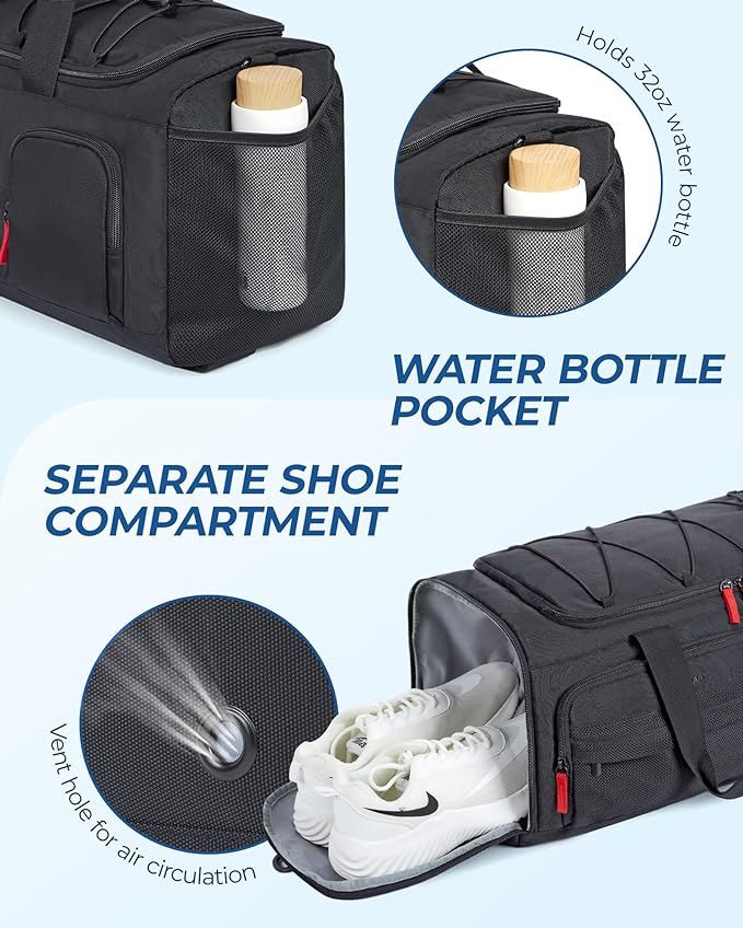 BAGSMART Gym Bag for Men, Athletic Sports Backpack Travel Hiking Duffel | 3-In-1 Gym Bag for Travel Clothes & Padded 13.3" Laptop, with Waterproof Wet Pocket & Shoe Compartment for Travel Camping - Image 5