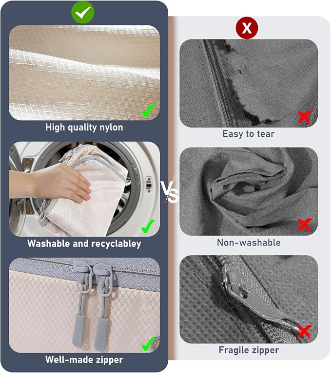 DIMJ Comforter Storage Bag 6 Pack - Blanket Storage Organizer Compression Bags, Large Capacity Ultra Space Saving Self Compression Organize for Bedding, Pillow, Duvet, Sheet Storage with Zipper Window - Image 6