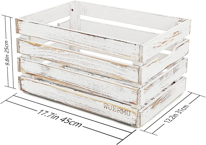 White Wooden Crates are Suitable for Storage, Milk Crates, Wine Crates, Festival Decorations, Camping, and Other Multi-Purpose. They are Sturdy and Durable, set of 2 Length of 17.7 inches. - Image 2