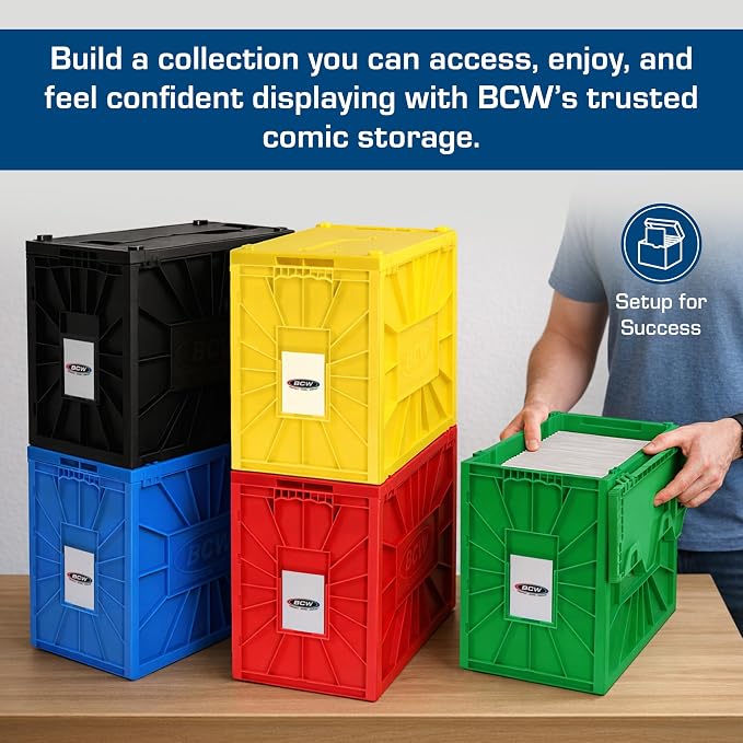 BCW Short Comic Book Bin, Holds 150 Comics Each, Blue, 2 Pack | Each acid-free plastic bin holds 150 Current or Silver Age comics with a locking lid, movable partition, and ID slot. - Image 6