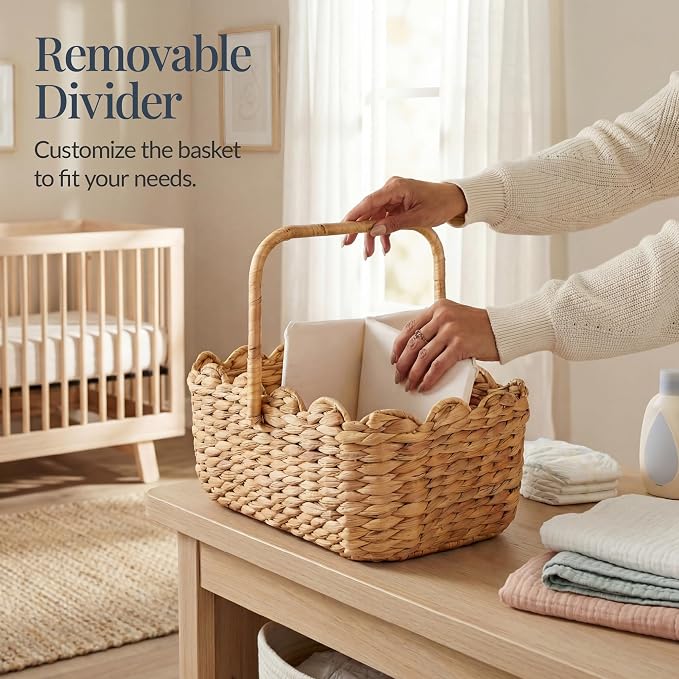 Best Choice Products Baby Diaper Caddy Organizer, Large Portable Handmade Nursery Basket w/Removable Divider & Handles, Handwoven Changing Table Storage Bin for Nursery Organization - Natural - Image 6