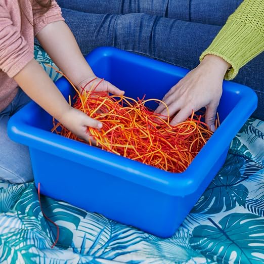 ECR4Kids Stackable Square Bins with Non-Snap Lids, Multipurpose Organization, Blue, 2-Pack - Image 7