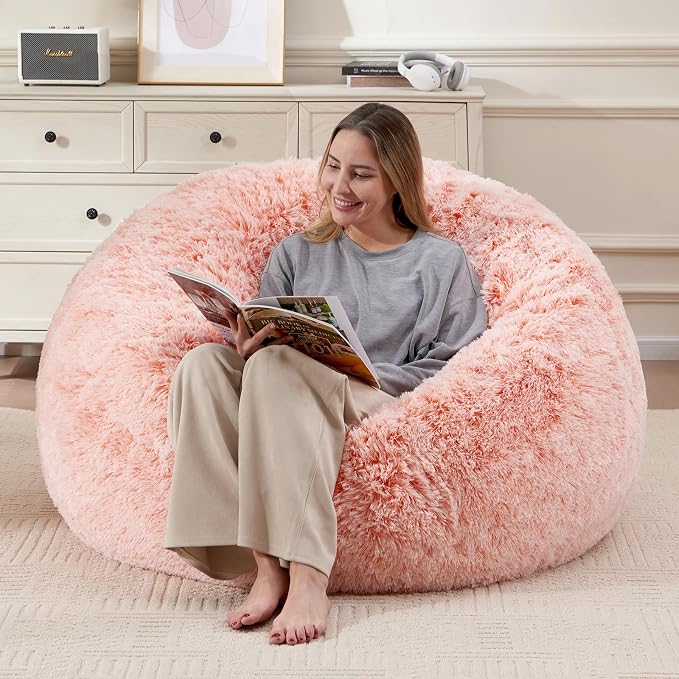 Giant Bean Bag Chair Cover(No Filler), Bean Bag Couch Cover Without Filler Included, Beanbag Chairs for Adults Teens Kids, Anti-Slip, 6FT, Orange by ODreamyDogs