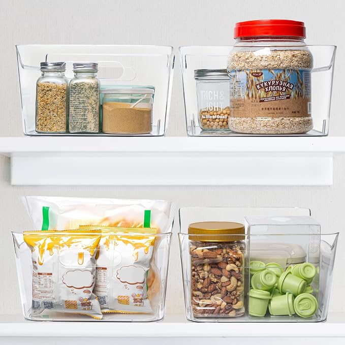 Tiawudi 4 Pack Plastic Storage Bins, Extra Large Pantry Organizer, 13.5" x 10" Clear Storage Containers and Organizer Bins, Multi-Use Bins for Home, Kitchen, Closet and Cabinet - Image 7