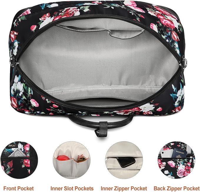 Weekender Bag for Women, Large Overnight Bag Canvas Travel Duffel Bag Carry On Tote with Shoe Compartment 21" 3Pcs Set - Image 5