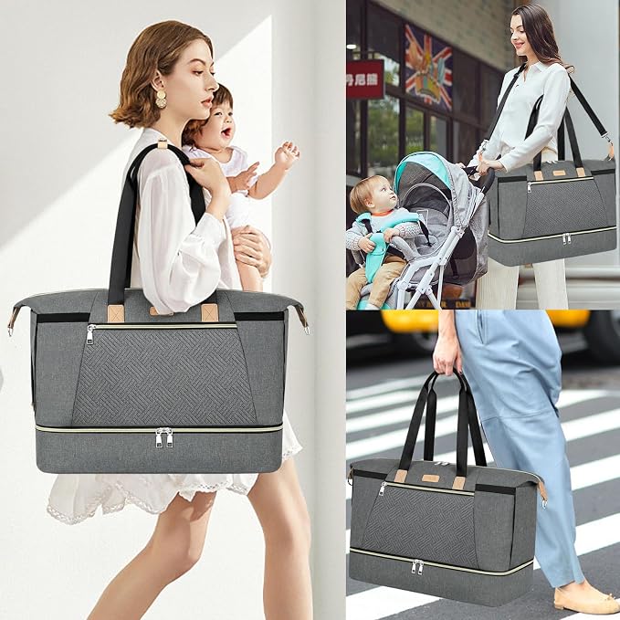 Diaper Bag Tote for Baby 7PCS, Large Mommy Bag with Portable Changing Pad | Multifunctional Hospital Bags for Labor and Delivery with Pacifier Case and Organizer Pouches,Travel Baby Bag for Boy Girl - Image 2