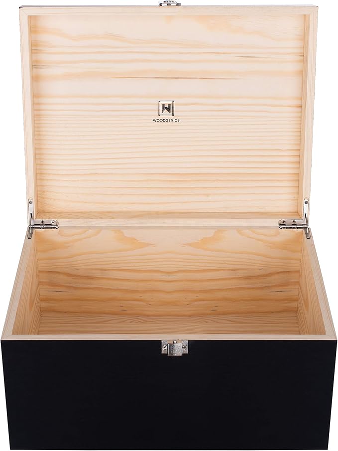 Large Wooden Storage Memory Gift Decorative Box with Hinged Lid (Black) by Unknown