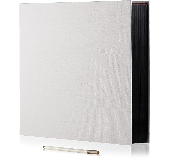 Large Photo Album Self Adhesive 4x6 8x10 10x12 13"x12.6" Scrapbook Album 12.6"x11" Inch 60 Black Sticky Pages Linen Cover Magnetic Photo Album with A Metallic Pen and DIY Stickers(White) by HoneyTolly