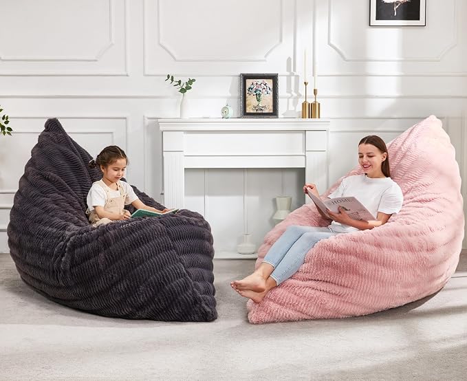 Hobestluk Adult Bean Bag Chair 3 in 1 Convertible Large Bean Bag Sofa | Ripple Pink,Machine Washable,Removable Cover,Easy Convert And Install, Oversied Floor Bed,For Livingroom Bedroom - Image 2