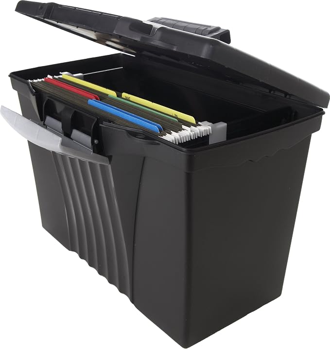 Storex Portable Letter/Legal Filebox with Organizer Lid, Letter/Legal Files, 14.5" X 10.5" X 12", Black - Image 6