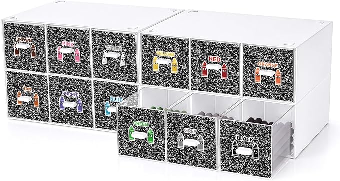 12 Pcs/ 4 Pack Plastic Crayon Organizer for Classroom Back to School | Crayon Storage Boxes Drawer for Marker Pen Art Craft Supplies Crayons Container for Classroom Office Table with Color Label - Image 3