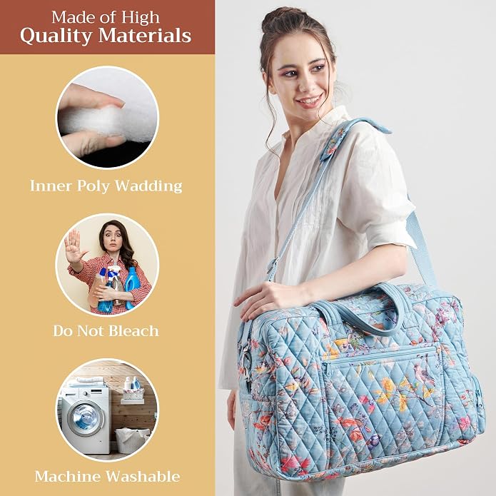 Maison d' Hermine Weekender Bags for Women Cotton Quilted Duffel Overnight Luggage Weekend Bag for Men Gym Gifts Travel | Overnight Luggage Weekend Bag for Men Gym Sports Gifts Duffle bag Business Travellers Trip Spring Summer - Image 2