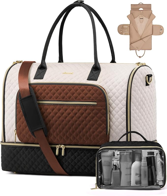 LOVEVOOK Convertible Travel Duffle Bag for Women Men, Garment Bag for Travel, Quilted Overnight Weekender Carry On Duffel Bags for Airplane, Suit Bags for Trip, Business by LOVEVOOK